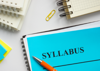 Decorative image of syllabus and notebooks