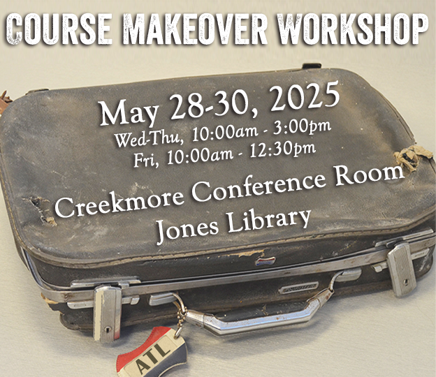 FLyer of beat-up and worn-down briefcase and details of the workshop