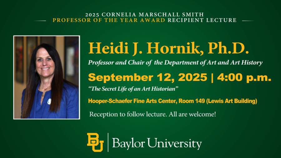 view of information about the Cornelia Marschall Smith lecture on 9/12/25 at 4 p.m. in Hooper-Schaefer 149 with Heidi Hornik